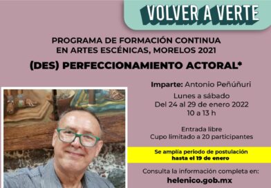 Volver a verte: “(Des) Perfeccionamiento actoral”, 24 al 29 ene, 10:00 a 13:00h, Museo Morelense de Arte Contemporáneo.